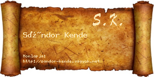 Sándor Kende névjegykártya